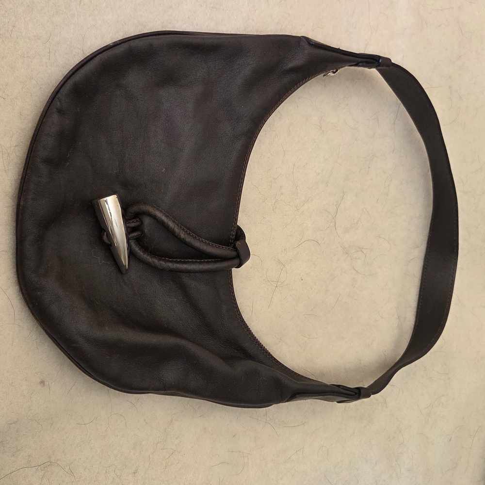 Burberry Dark Brown Leather Hobo Bag